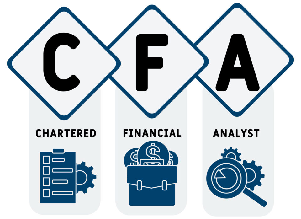 CFA - Chartered Financial Analyst acronym. business concept background. vector illustration concept with keywords and icons. lettering illustration with icons for web banner, flyer, landing